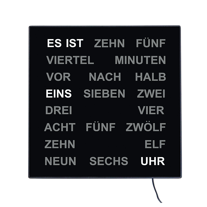 Elektrische Wanduhr mit Textanzeige Deutsch - Kuckucksuhren Shop