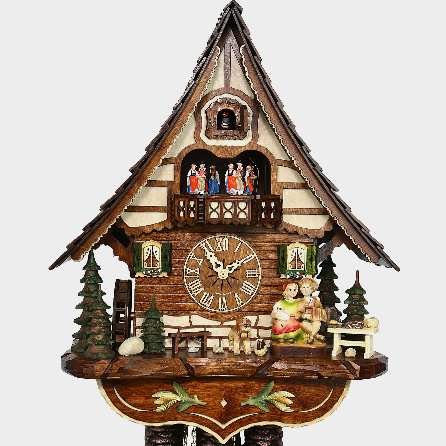 Original reloj cuco Schwarzwald Chalet Triberg tallado una semana tradiconal noria Kuckucksuhren Shop Original Kuckucksuhren aus dem Schwarzwald