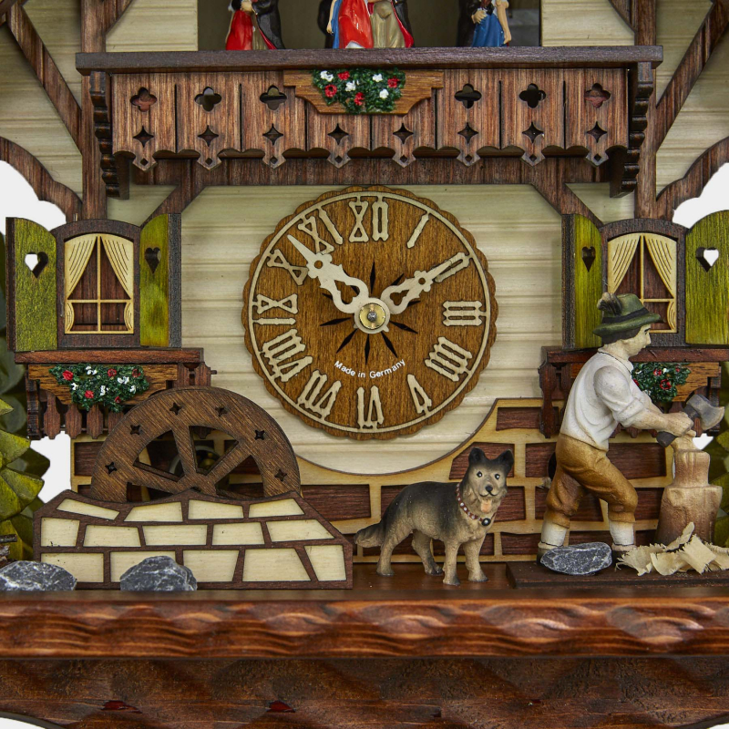 Reloj de cuco de cuarzo 34 cm BAILARINES, NORIA Y LEÑADOR Reloj de