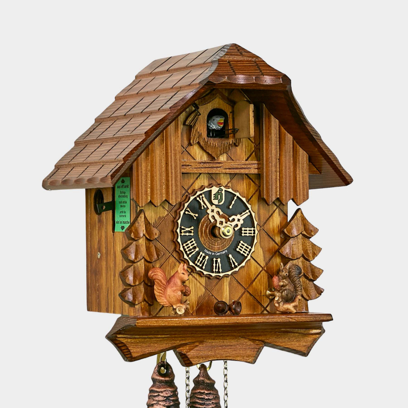 Reloj de cuco - Casa de la Selva Negra con ardilla