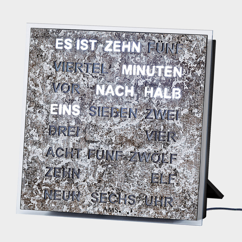 Table clock with text display (German)