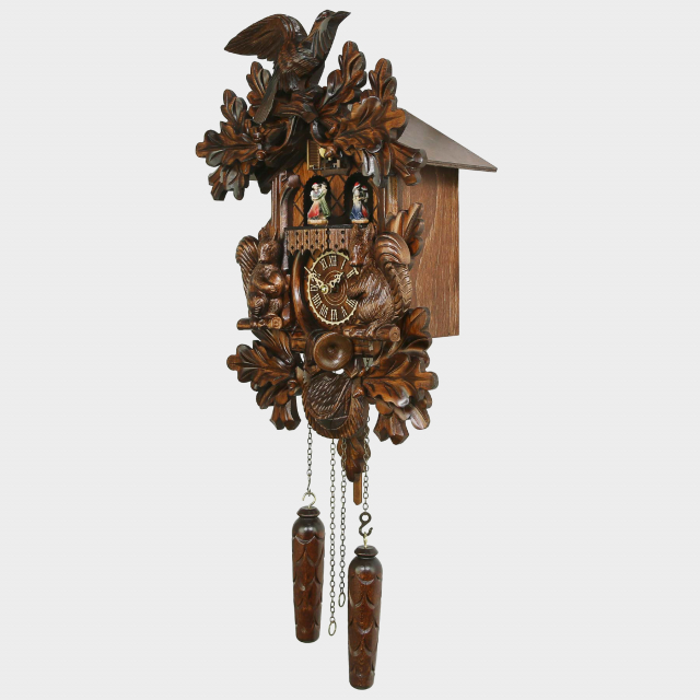 Orologio A Cucù Originale Della Foresta Nera - Coppia Di Gufi, Nido E Felci, Meccanismo Regula
